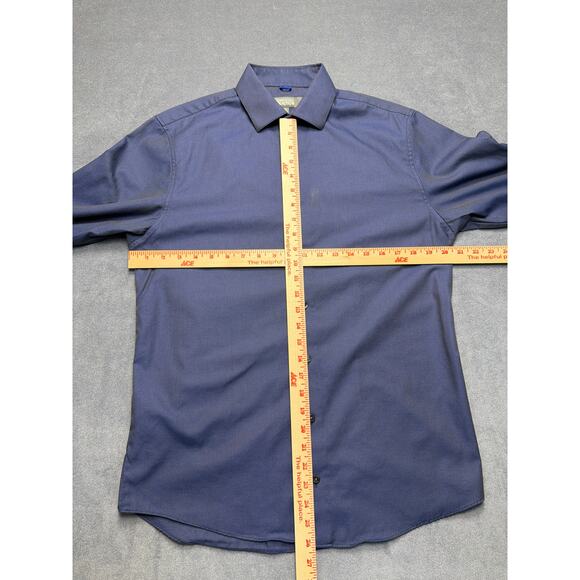 Kenneth Cole Reaction Wrinkle Free Long Sleeve Button Down Blue Mens M Slim Fit - Picture 5 of 8